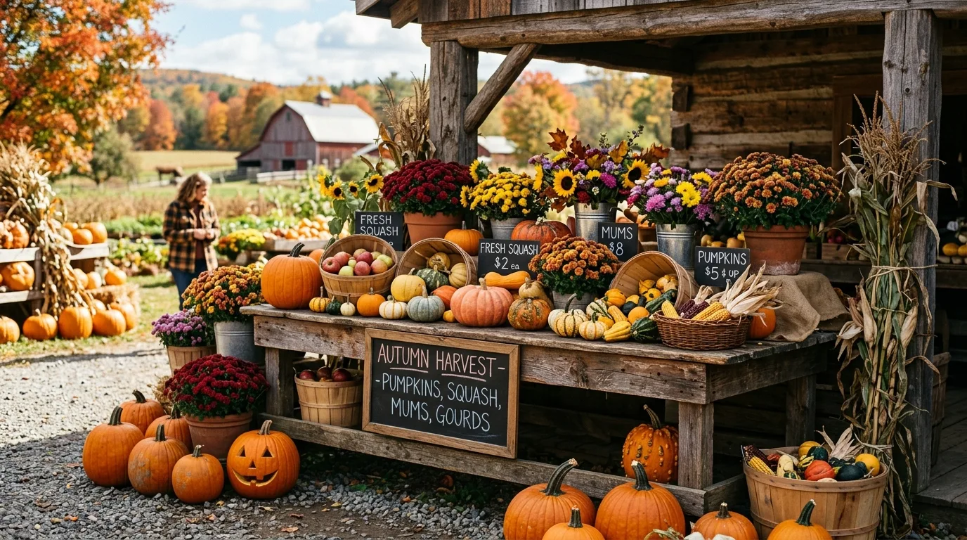 Seasonal Farmstand With Pumpkins